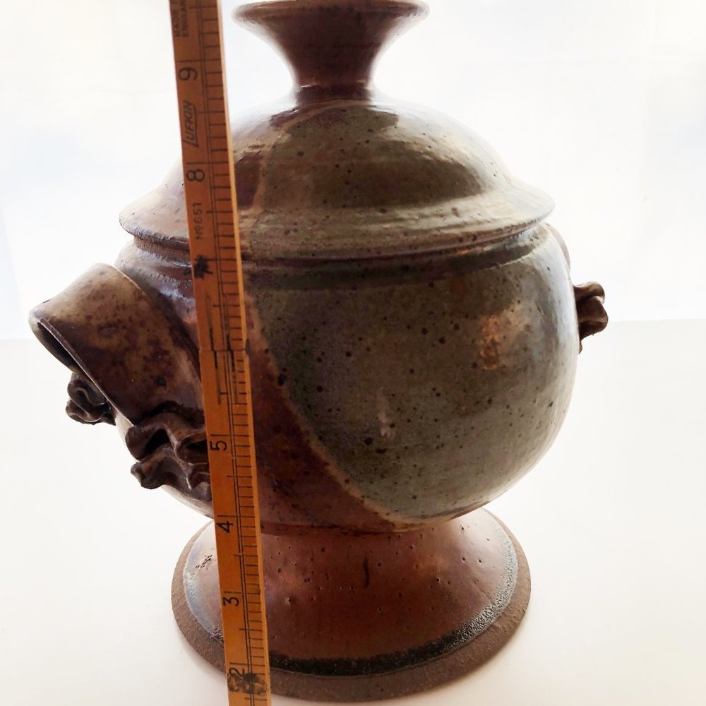 VINTAGE 70s STUDIO POTTERY LARGE SOUP TUREEN MCM - Picture 10 of 10